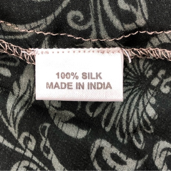 GURU for Life grey print all silk wrap look print sundress M/L - Picture 8 of 8